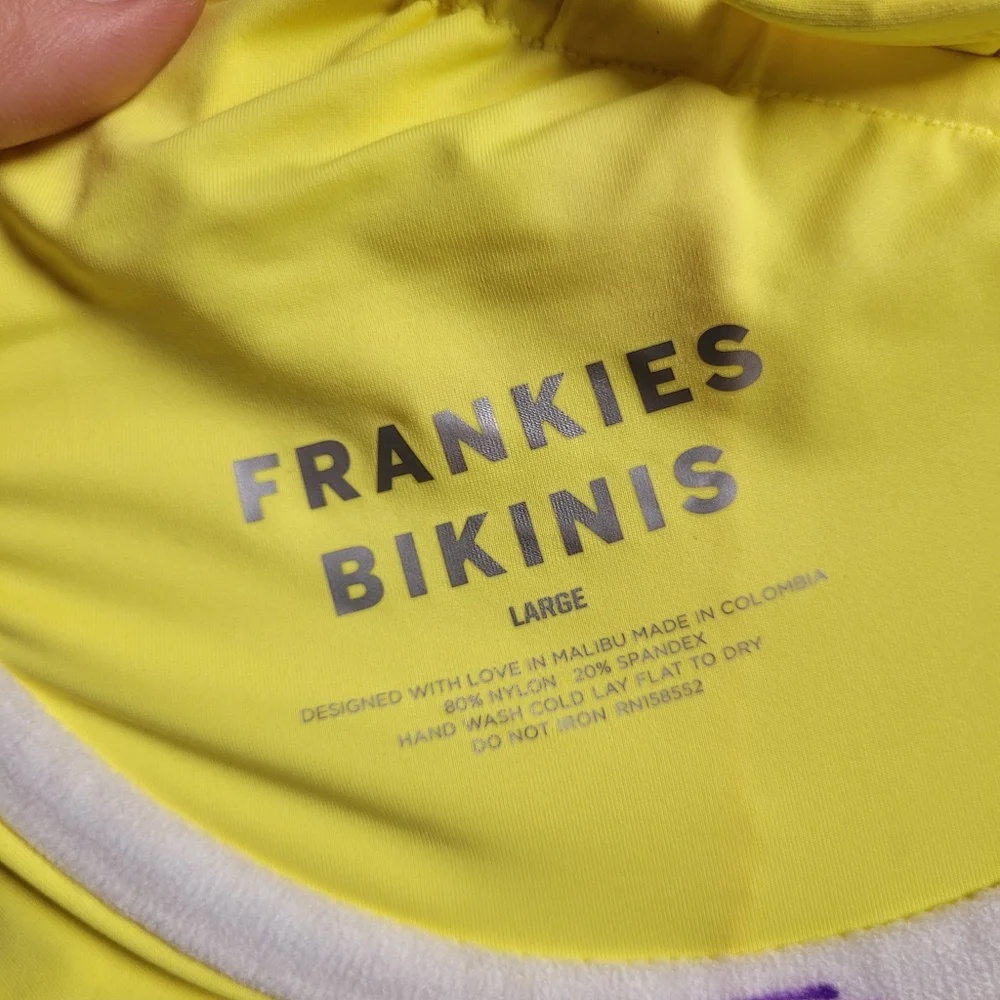Frankie's Bikinis Birdie Neon Yellow Ruffle Strap Bikini Top NEW
